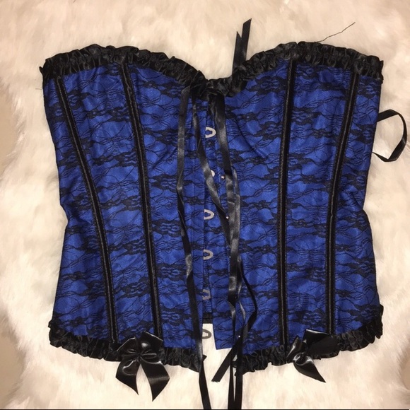 HOST PICK New!! Blue & Black Lace Up Corset - Picture 6 of 8